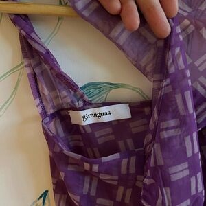 gimaguas Purple Sheer one shoulder Top
